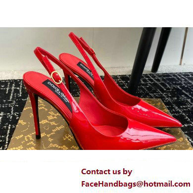 Dolce & Gabbana Heel 10cm Patent Leather Slingbacks Red 2024